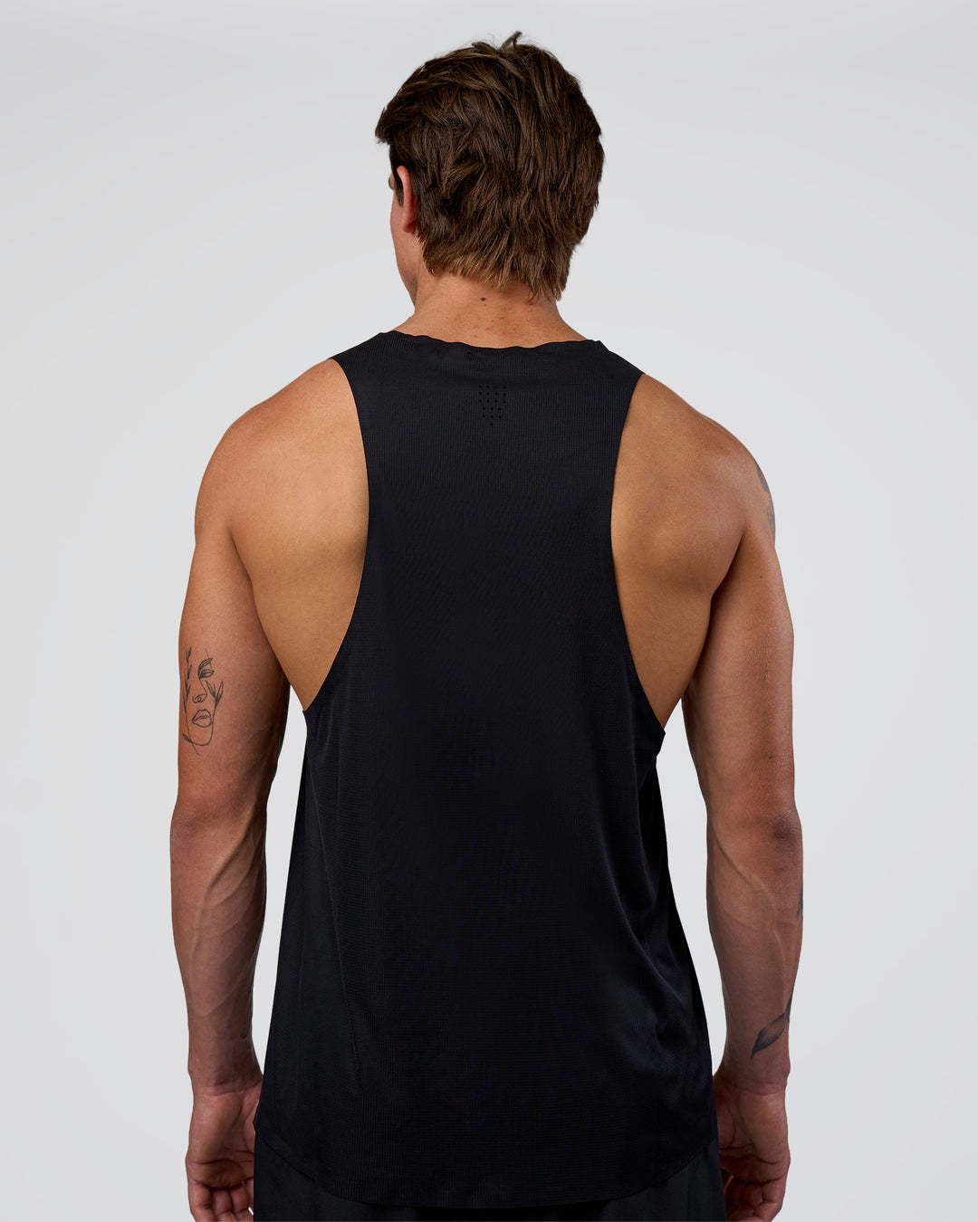 Man wearing Race Day Tank - Black-White | Model:Konnor | Size:M - view 3