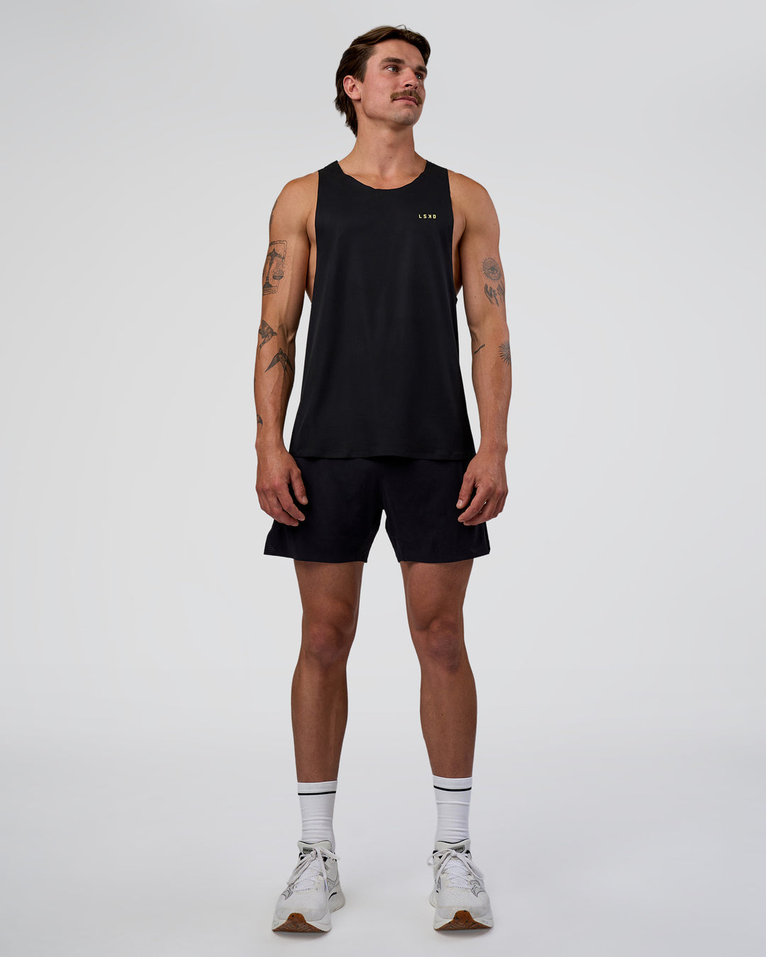 Man wearing Race Day Tank - Black-Yellow Fizz | Model:Konnor | Size:M - view 3