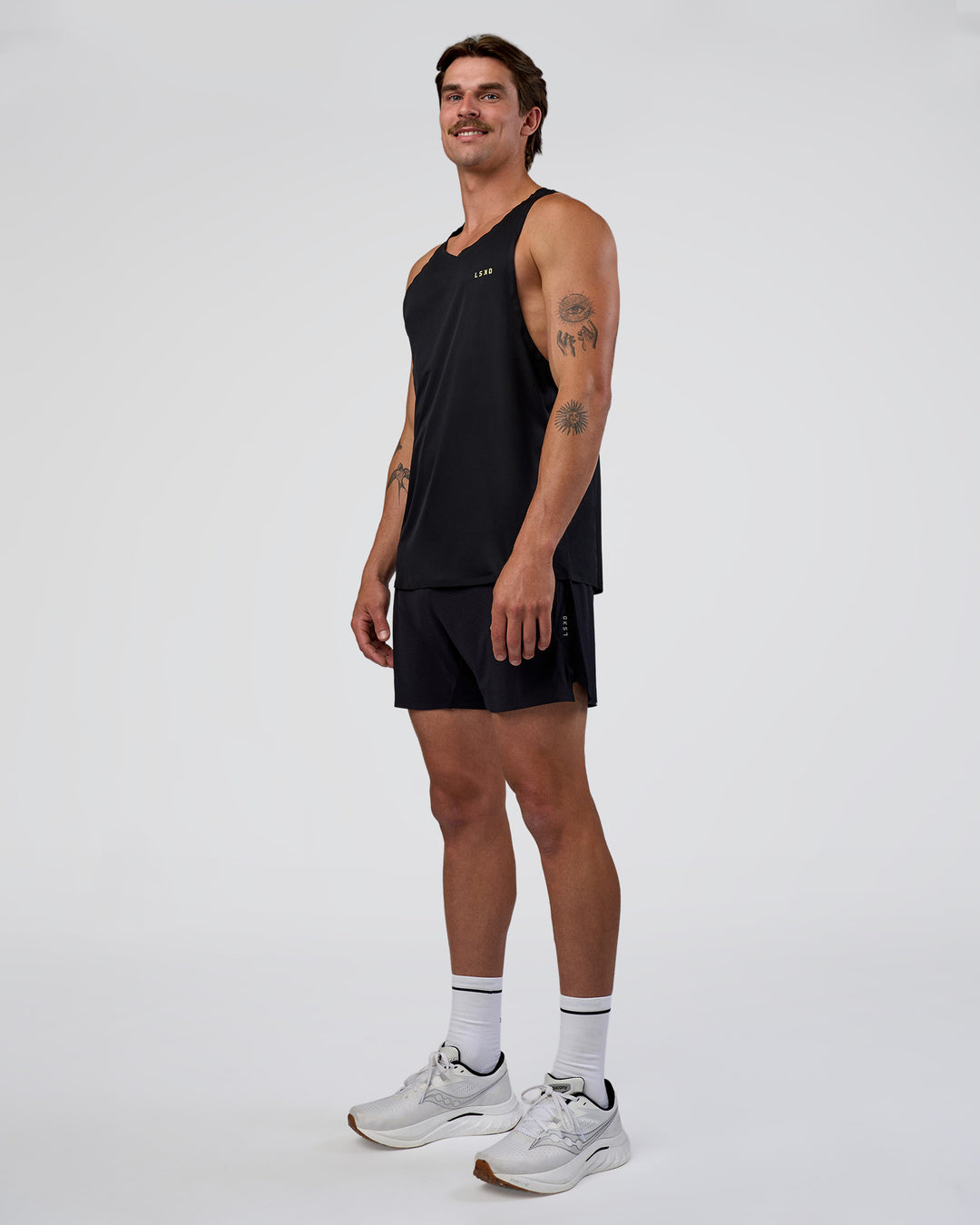 Man wearing Race Day Tank - Black-Yellow Fizz | Model:Konnor | Size:M - view 6