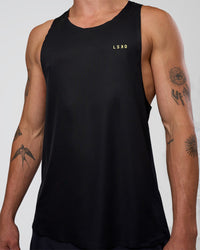 Man wearing Race Day Tank - Black-Yellow Fizz | Model:Konnor | Size:M | Thumbnail Index: 4