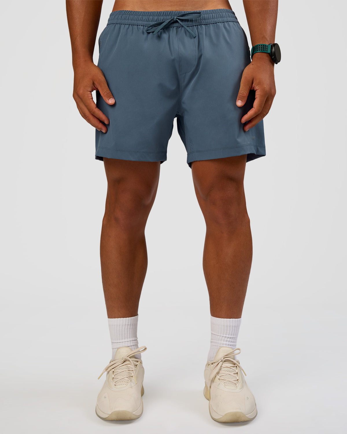 Man wearing Rep 5" Performance Short - Blue Mirage | Model:George | Size:M