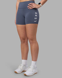 Woman wearing Rep Ultra High-Rise 4" Short Pockets - Night Shadow-White | Model:Amy | Size:M | Thumbnail Index: 6