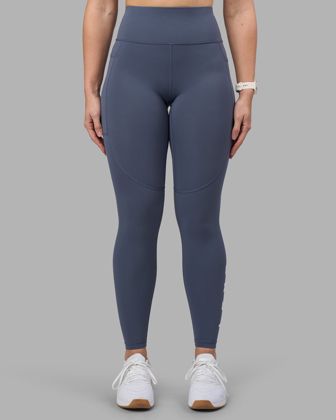 Woman wearing Rep Ultra High-Rise Full Length Legging Pockets - Night Shadow-White | Model:Amy | Size:M - view 9