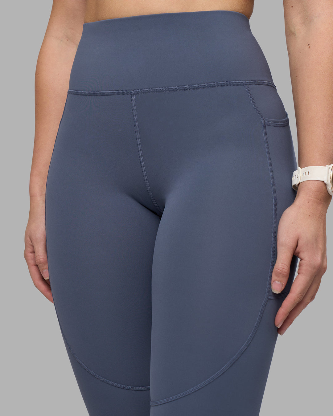 Woman wearing Rep Ultra High-Rise Full Length Legging Pockets - Night Shadow-White | Model:Amy | Size:M - view 7