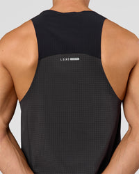 Man wearing Run Club Elevate Pace Running Tank - Onyx-Black | Model:Albert | Size:M | Thumbnail Index: 6