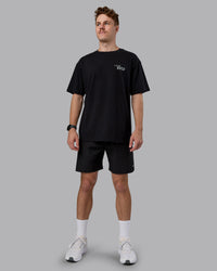 Man wearing Run Love FLXCotton Oversized Tee - Black-Reflective | Model:Cameron | Size:M | Thumbnail Index: 10
