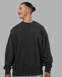 Man wearing Segmented Oversized Sweater - Black Washed | Model:Jaiden | Size:M | Thumbnail Index: 2