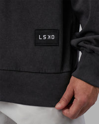 Man wearing Segmented Oversized Sweater - Black Washed | Model:Jaiden | Size:M | Thumbnail Index: 4
