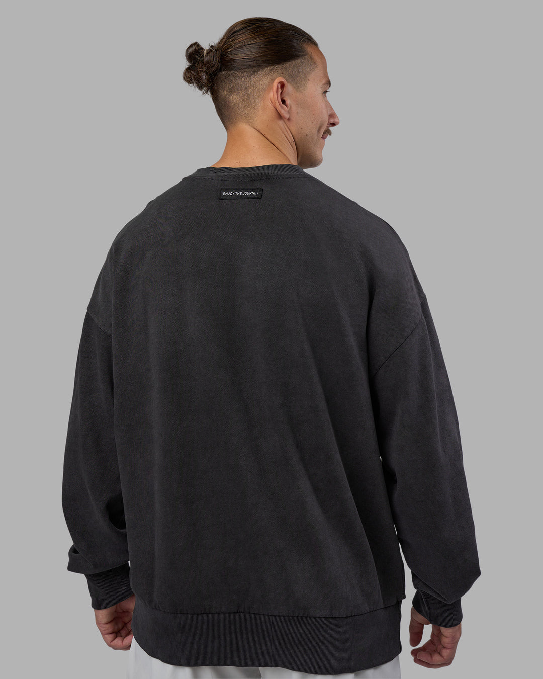 Man wearing Segmented Oversized Sweater - Black Washed | Model:Jaiden | Size:M - view 6