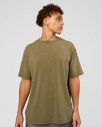 Man wearing Shadow Mode FLXCotton Oversized Tee - Walnut Grey Washed | Model:Leandro | Size:M | Thumbnail Index: 2