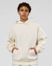 Man wearing Shadow Mode Oversized Hoodie - Off White | Model:Leandro | Size:M | Thumbnail Index: 6