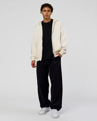 Man wearing Shadow Mode Oversized Zip Through Hoodie - Off White | Model:Leandro | Size:M | Thumbnail Index: 5