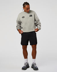 Man wearing Static Grit Boxy Crew - Alloy-Black | Model:Malebo | Size:M | Thumbnail Index: 5