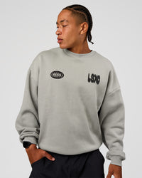Man wearing Static Grit Boxy Crew - Alloy-Black | Model:Malebo | Size:M | Thumbnail Index: 1