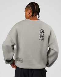 Man wearing Static Grit Boxy Crew - Alloy-Black | Model:Malebo | Size:M | Thumbnail Index: 6