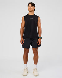 Man wearing Static Grit FLXCotton Tank - Black | Model:George | Size:M | Thumbnail Index: 6