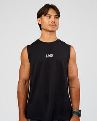 Man wearing Static Grit FLXCotton Tank - Black | Model:George | Size:M | Thumbnail Index: 5