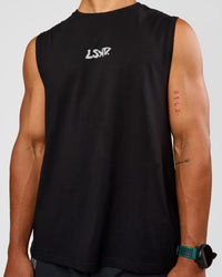 Man wearing Static Grit FLXCotton Tank - Black | Model:George | Size:M | Thumbnail Index: 7