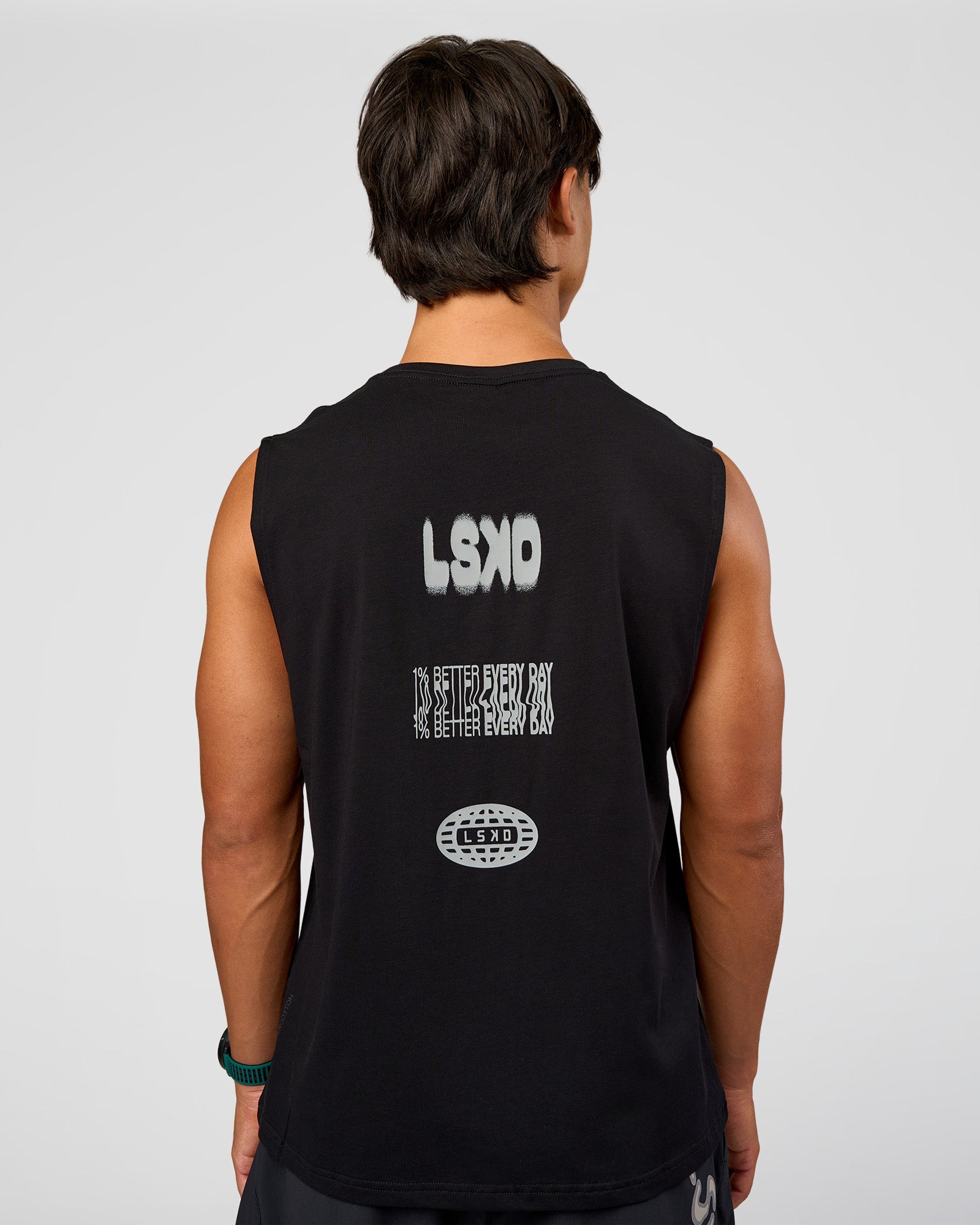 Man wearing Static Grit FLXCotton Tank - Black | Model:George | Size:M