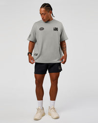 Man wearing Static Grit Heavyweight Oversized Tee - Alloy-Black | Model:Malebo | Size:M | Thumbnail Index: 5