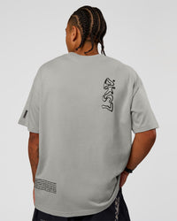 Man wearing Static Grit Heavyweight Oversized Tee - Alloy-Black | Model:Malebo | Size:M | Thumbnail Index: 9