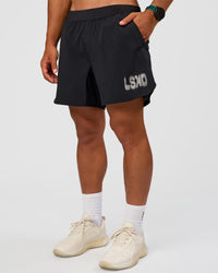 Man wearing Static Grit Lift 6" Short - Black-Alloy | Model:George | Size:M | Thumbnail Index: 0