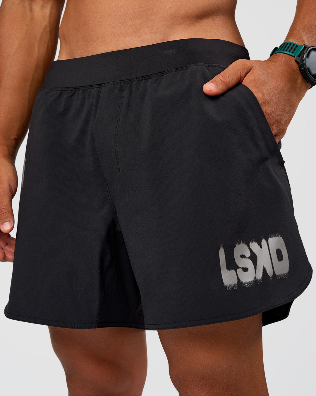 Man wearing Static Grit Lift 6" Short - Black-Alloy | Model:George | Size:M - view 11