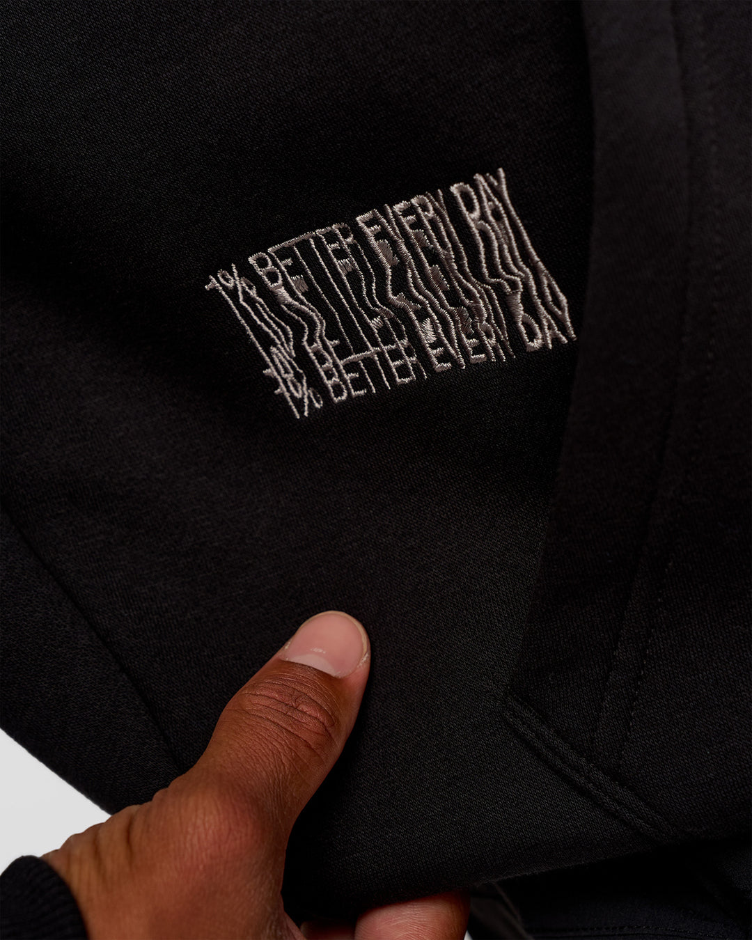 Man wearing Static Grit Unisex Boxy Hoodie - Black-Alloy | Model:Malebo | Size:M - view 11