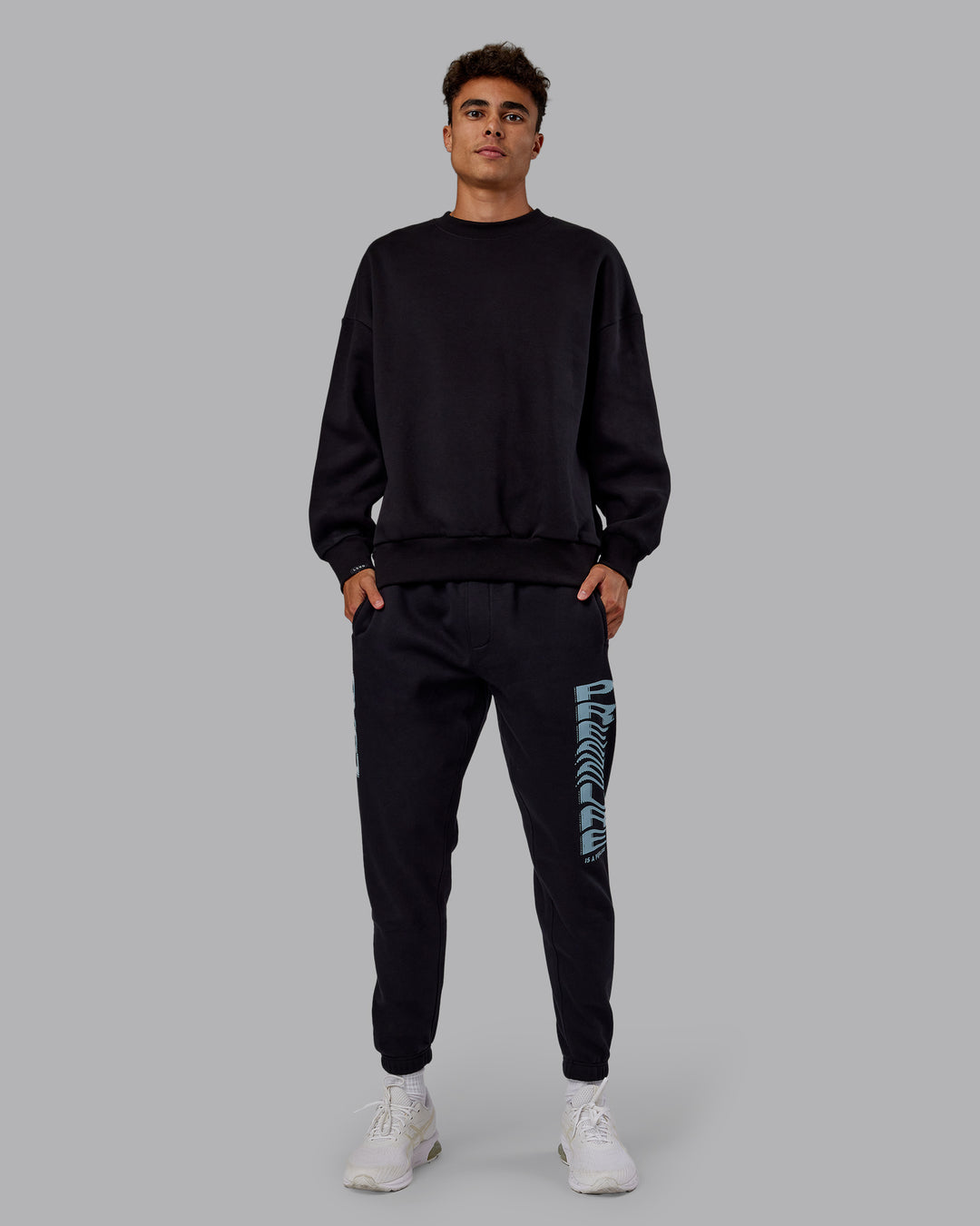 Man wearing Static Track Pant - Black-Skyride | Model:Jaxon | Size:M - view 7