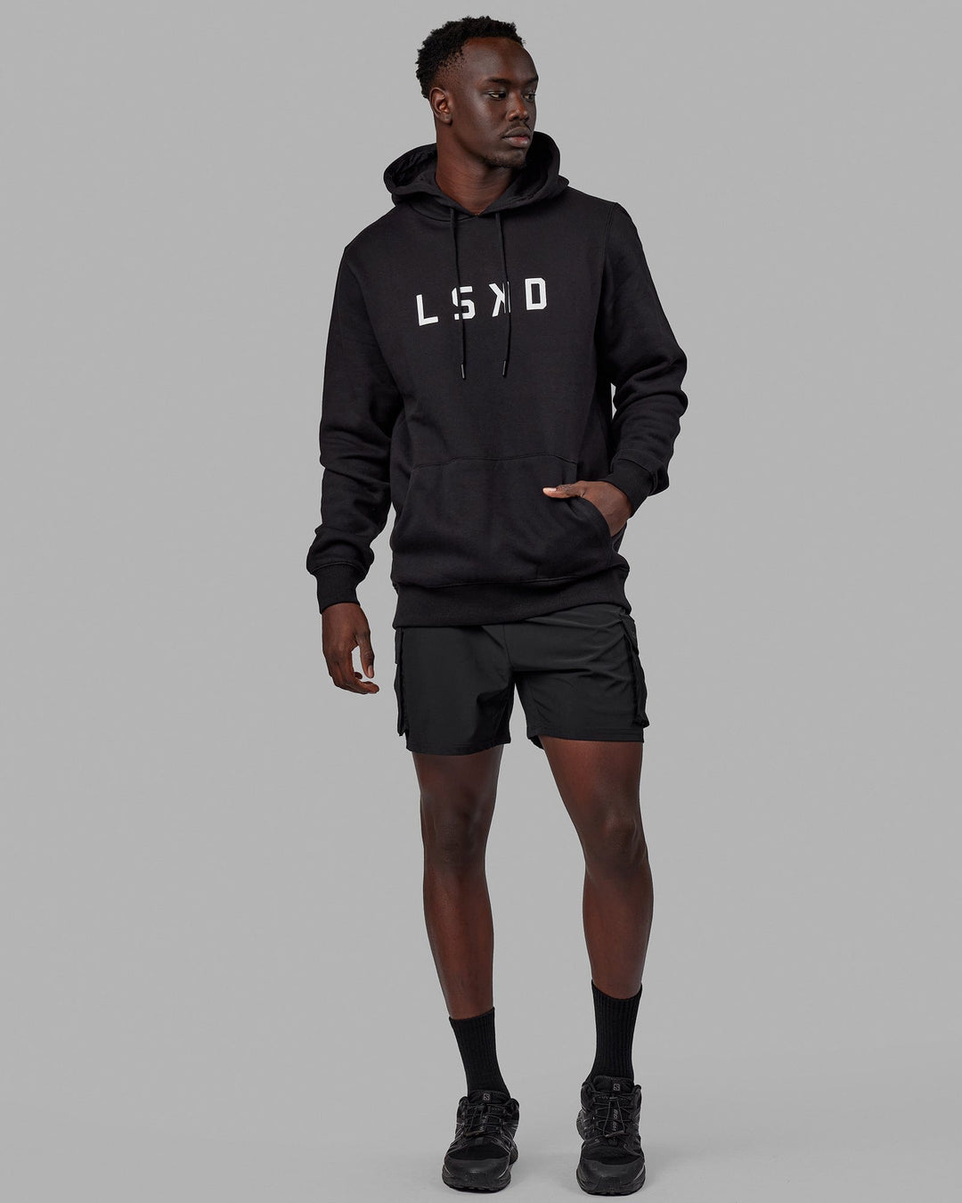 Man wearing Structure Hoodie - Black-White - view 9