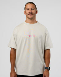Man wearing Trust The Process Heavyweight Unisex Oversized Tee - Digital Mist-Ultra Pink | Model:Jaiden | Size:M | Thumbnail Index: 2