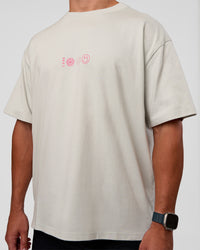 Man wearing Trust The Process Heavyweight Unisex Oversized Tee - Digital Mist-Ultra Pink | Model:Jaiden | Size:M | Thumbnail Index: 8