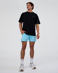 Man wearing UltraAir 5" Lined Performance Short - Baltic Sea | Model:Konnor | Size:M | Thumbnail Index: 2