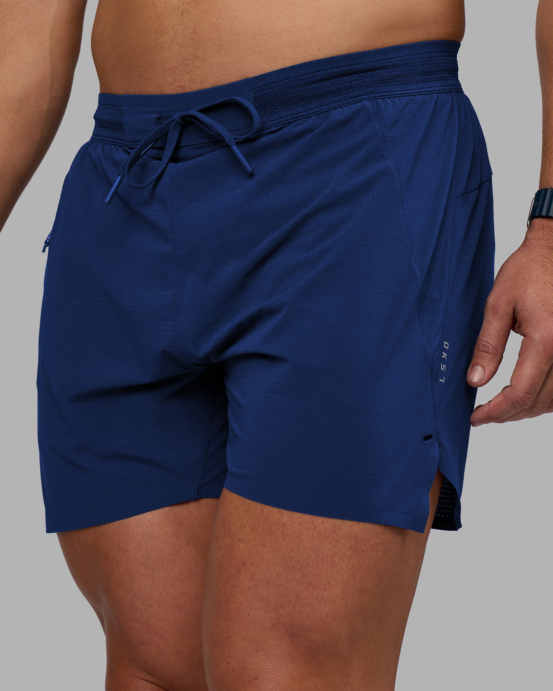 Man wearing UltraAir 5" Lined Performance Short - Midnight Blue | Model:Jaiden | Size:M - view 7