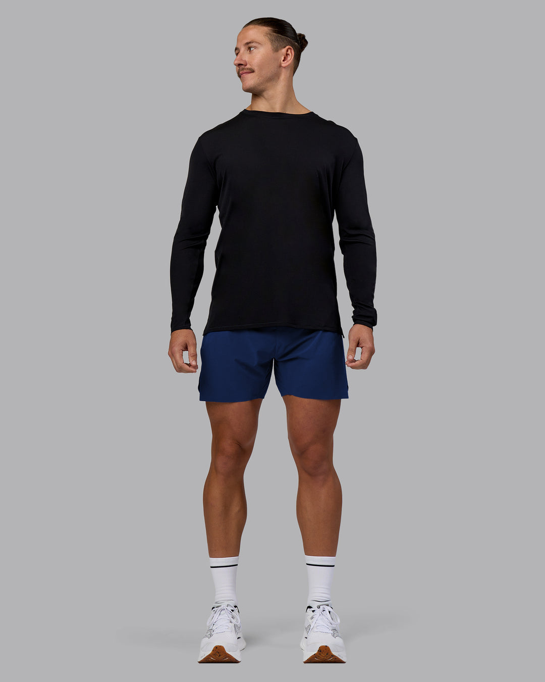 Man wearing UltraAir 5" Lined Performance Short - Midnight Blue | Model:Jaiden | Size:M - view 5