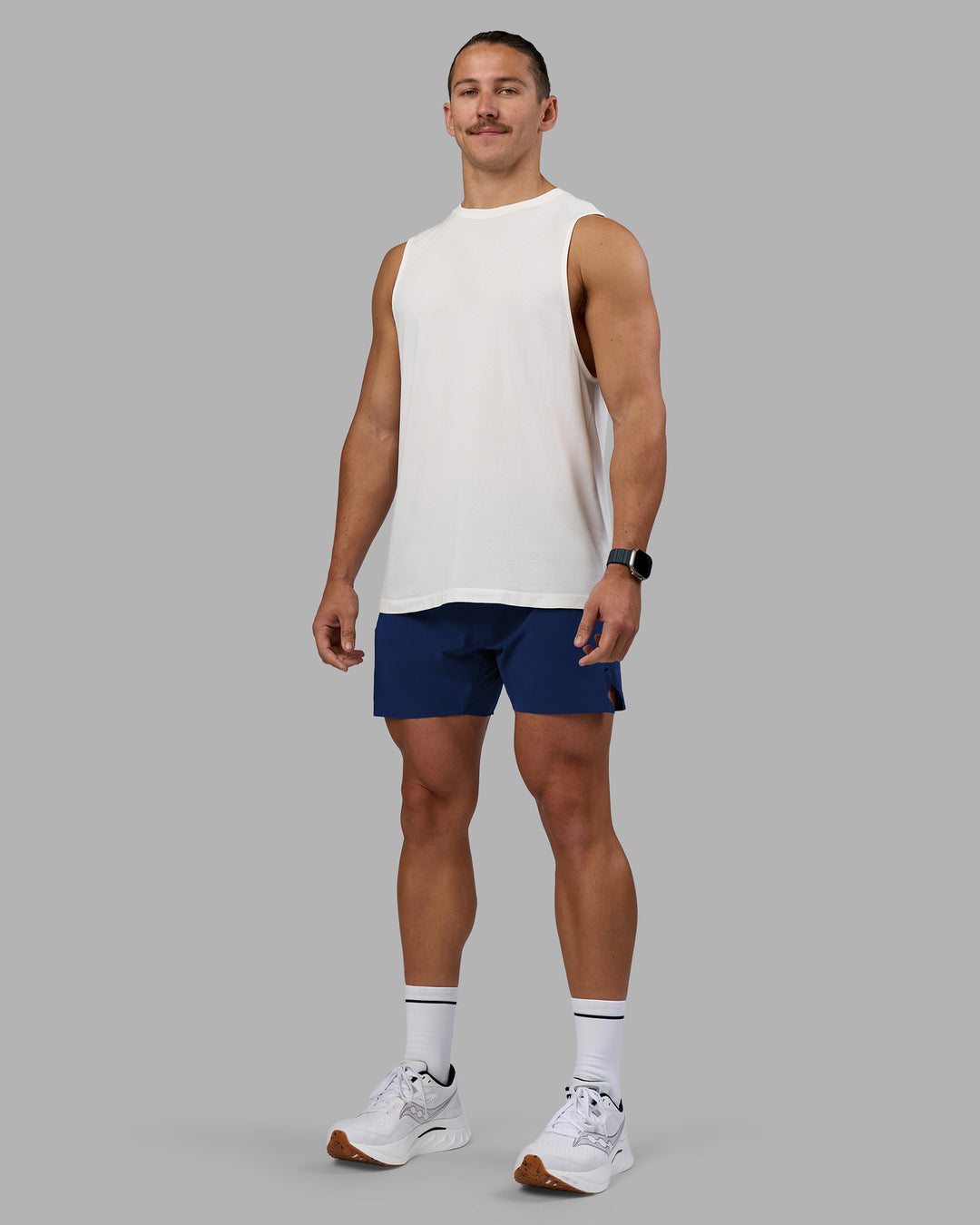 Man wearing UltraAir 5" Lined Performance Short - Midnight Blue | Model:Jaiden | Size:M - view 6