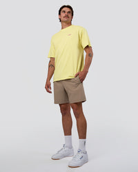 Man wearing Unfit Club FLXCotton Oversized Tee - Yellow Fizz Washed-Ultra Fuchsia | Model:Konnor | Size:M | Thumbnail Index: 6