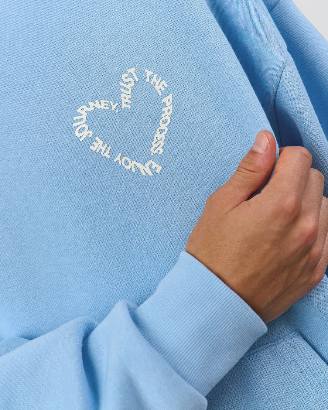 Man wearing Unisex Love The Process Oversize Hoodie - Open Air-Off White | Model:Leandro | Size:M - view 11