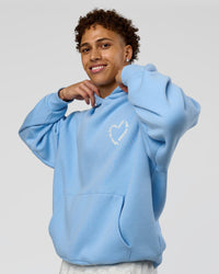 Man wearing Unisex Love The Process Oversize Hoodie - Open Air-Off White | Model:Leandro | Size:M | Thumbnail Index: 1