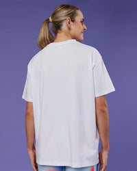 Woman wearing Unity Go-To FLX Cotton Tee - White-Rainbow | Model:Mon | Size:M | Thumbnail Index: 2