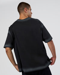 Man wearing Urban Blur Heavyweight Unisex Oversized Tee - Black-Dark Storm | Model:Zoran | Size:M | Thumbnail Index: 4