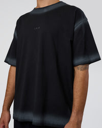 Man wearing Urban Blur Heavyweight Unisex Oversized Tee - Black-Dark Storm | Model:Zoran | Size:M | Thumbnail Index: 8