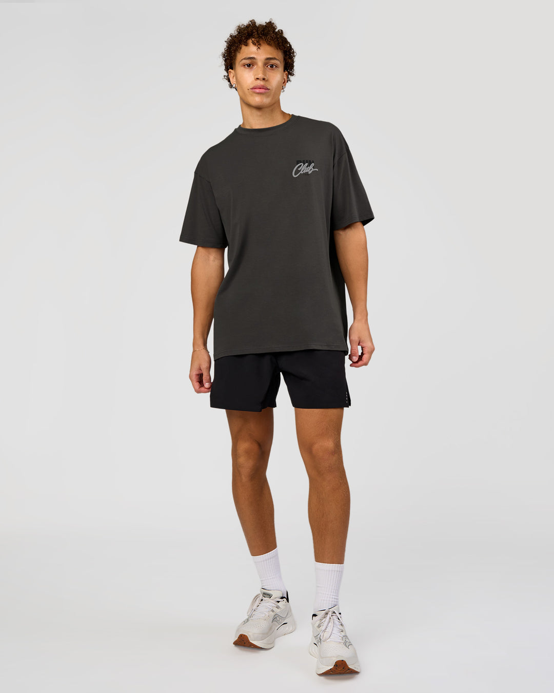 Man wearing Values Run Club FLXCotton Tee - Dark Storm-Alloy | Model:Leandro | Size:M - view 7