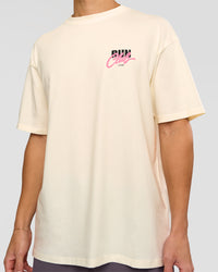 Man wearing Values Run Club FLXCotton Tee - Off White-Candy Pink | Model:Leandro | Size:M | Thumbnail Index: 8