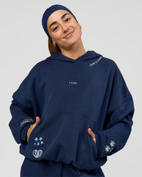 Woman wearing Zola Oversized Hoodie - Future Navy | Model:Grace | Size:M | Thumbnail Index: 7