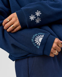 Woman wearing Zola Oversized Hoodie - Future Navy | Model:Grace | Size:M | Thumbnail Index: 4