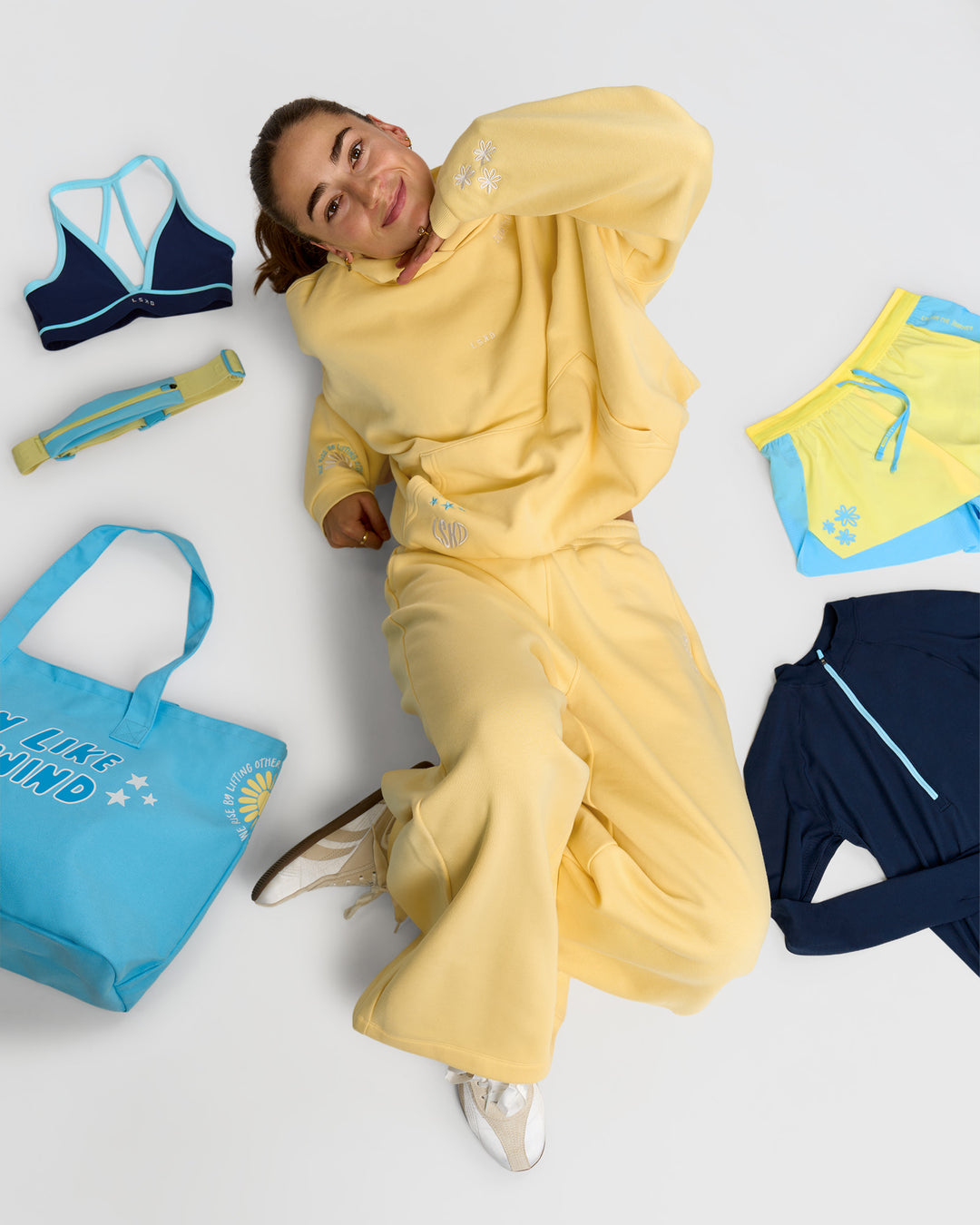Woman wearing Zola Oversized Hoodie - Lemon | Model:Grace | Size:M - view 14