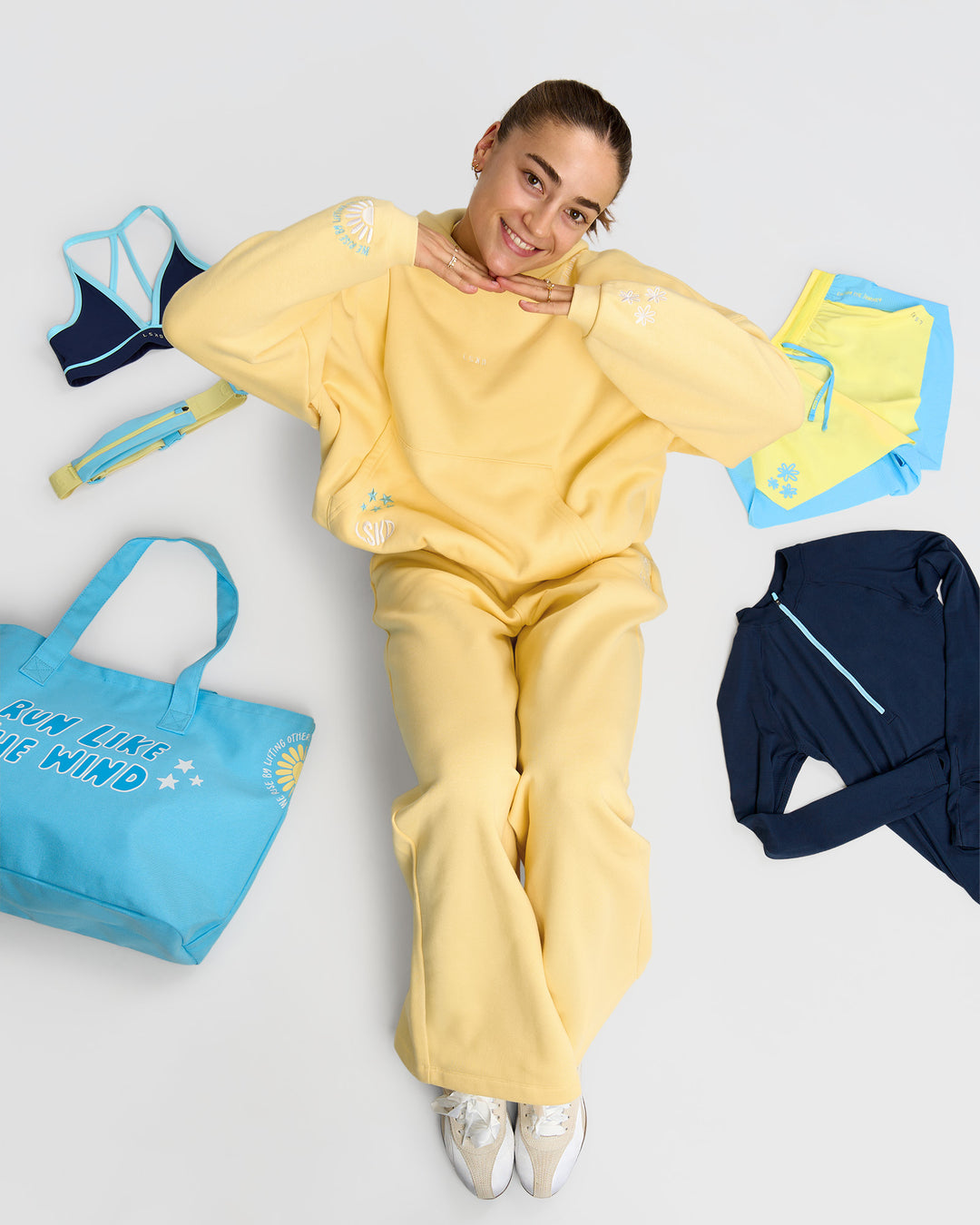 Woman wearing Zola Oversized Hoodie - Lemon | Model:Grace | Size:M - view 7