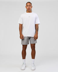 Man wearing Woman wearing Run Like The Wind FLXCotton Oversized Tee - White-Future Navy | Model:Malebo | Size:M | Thumbnail Index: 12