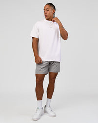 Man wearing Woman wearing Run Like The Wind FLXCotton Oversized Tee - White-Future Navy | Model:Malebo | Size:M | Thumbnail Index: 13
